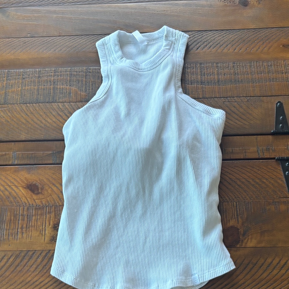 Athleta White Ribbed Tank Top